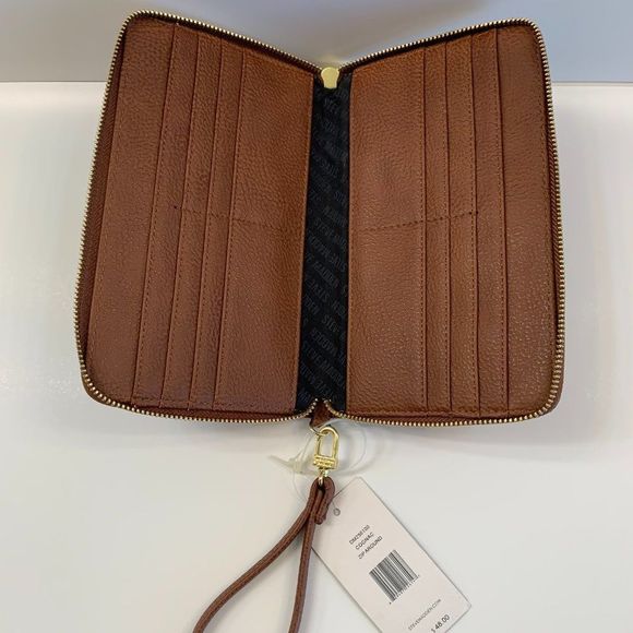 Steve Madden Cognac Zip Around Wristlet / Wallet / Clutch - Picture 3 of 7
